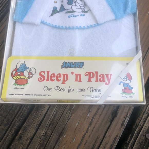 Astronaut Smurf Sleep Play Suit Baby Large Peyo Vintage 80s Giant For Mankind - Picture 3 of 8